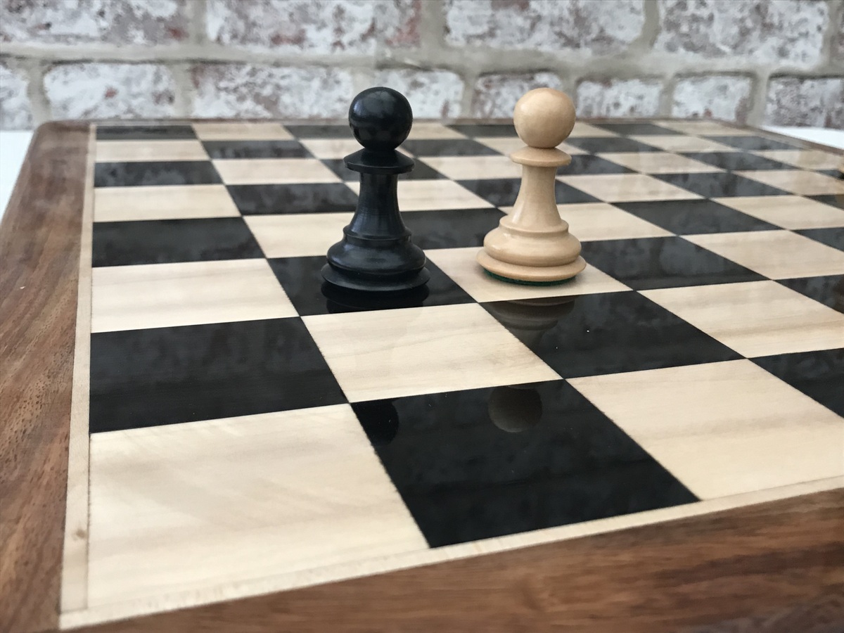 Ebony Chess Board with Rosewood Border - 2in Squares