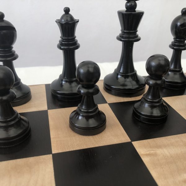 Rollup Thick Black Leather Chess Case, Mat and Weighted Chess Pieces