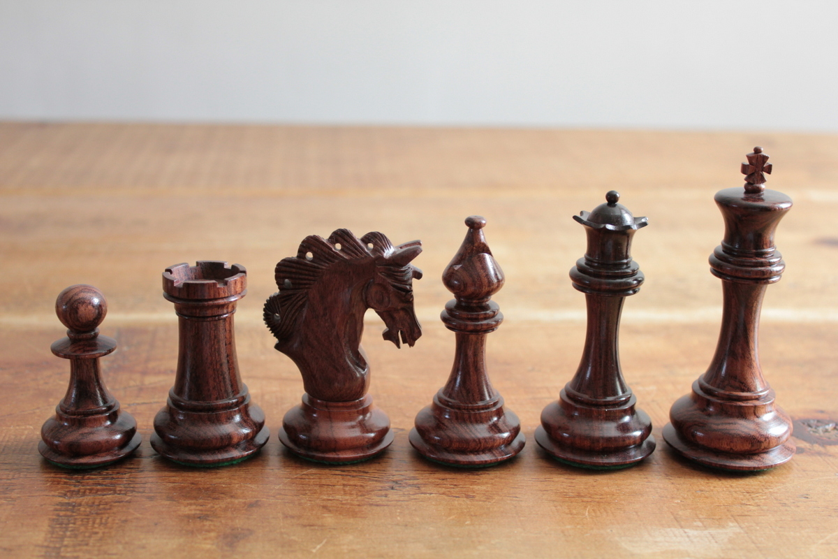 The Mayfield Triple Weighted Chess Pieces in Cocobolo
