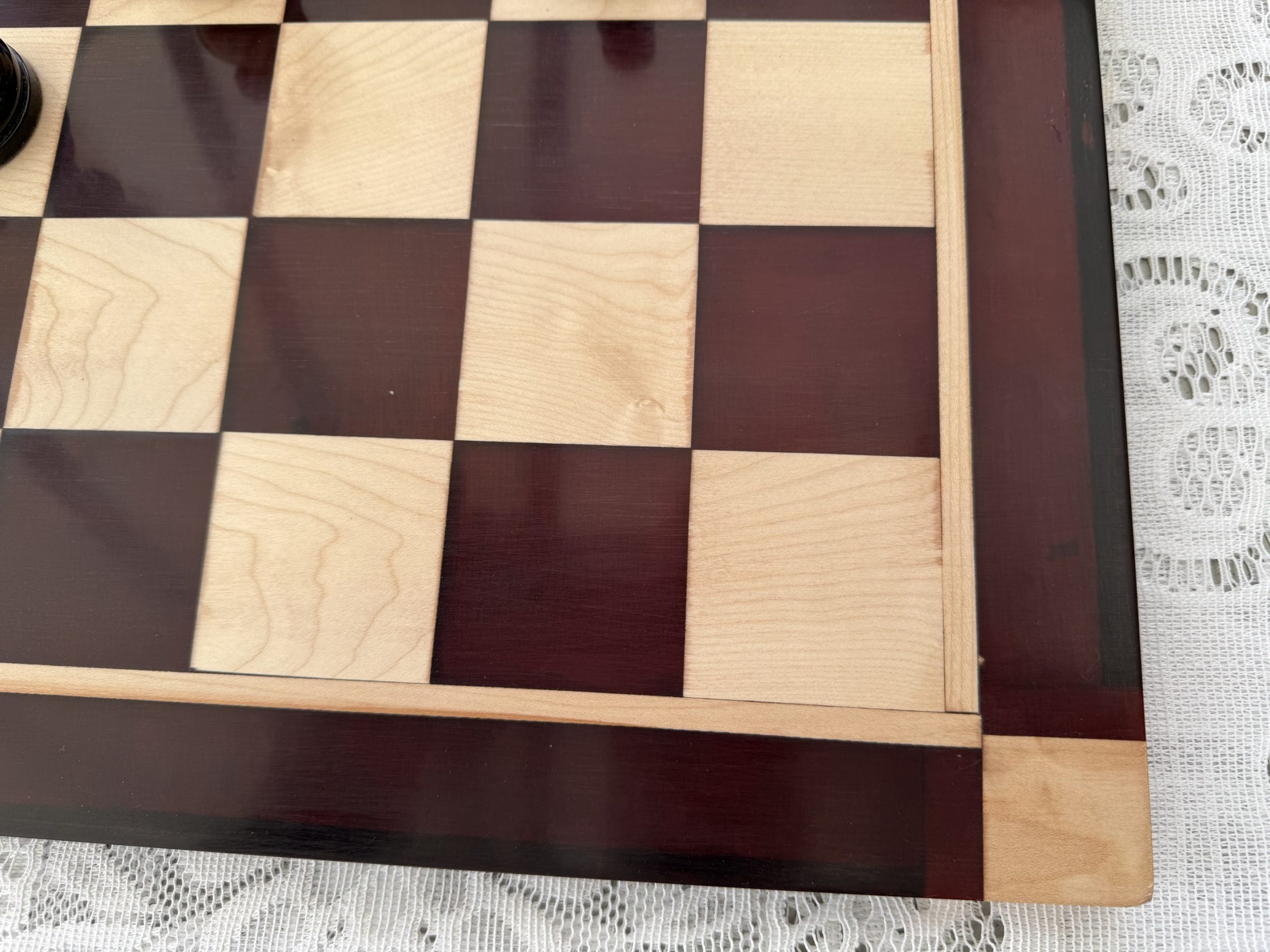 Red Obsidian Swirl & Walnut Chess Board