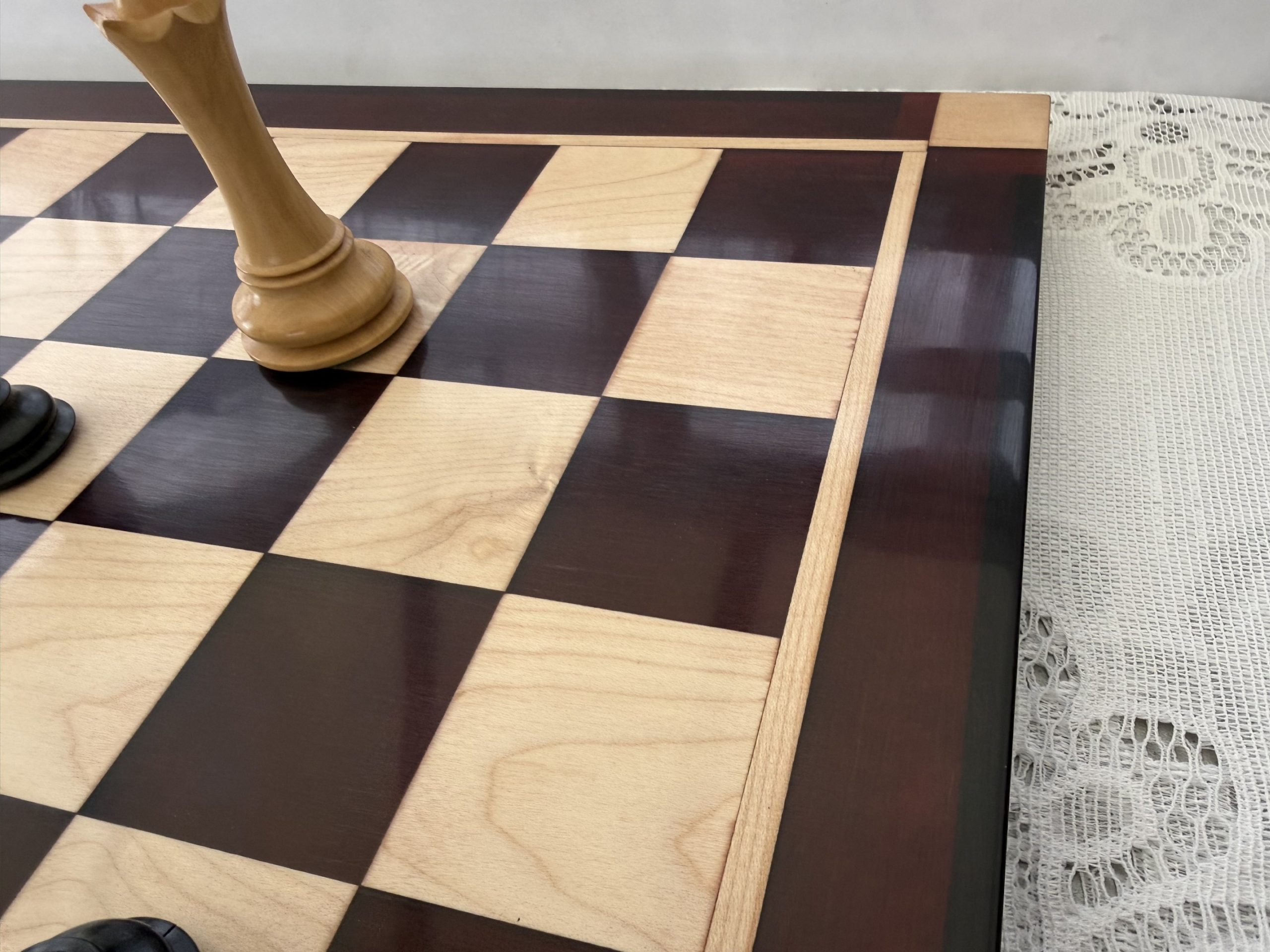 Red Obsidian Swirl & Walnut Chess Board